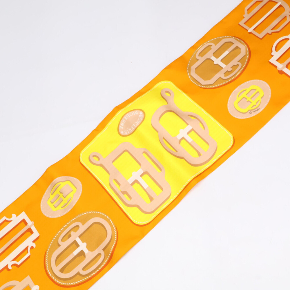 HERMES BOVCLERIE MODERNE Silk Maxi Twilly Scarf/Muffler (Orange) - Women's - Picture 3 of 9